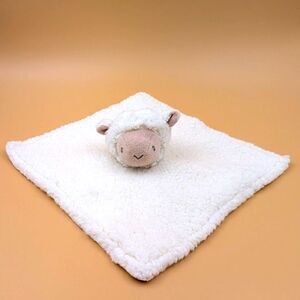 Baby Lamb Lovey Security Blanket White Sherpa Satin Nursery